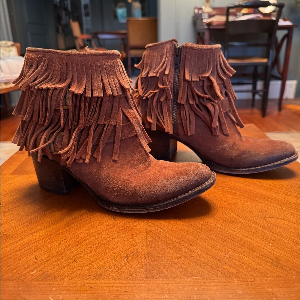 Freebird by Steven Fringe Ankle Boots - Brown